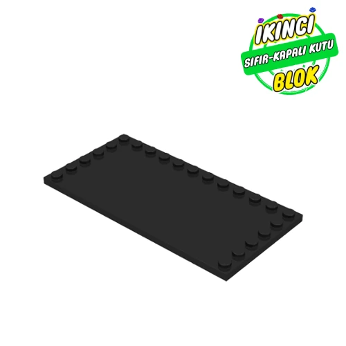 LEGO® Plate Special 6 x 12 with Studs on 3 Edges Siyah Sıfır