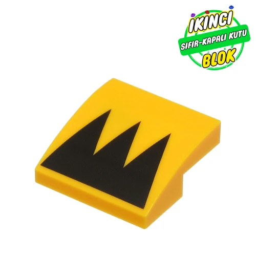 LEGO® Slope Curved 2 x 2 x 2/3 with Black Triangle print Parlak Açık Turuncu Sıfır