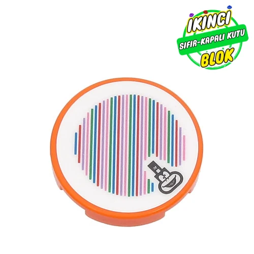 LEGO® Tile Round 2 x 2 with Bottom Stud Holder with Iggy Head and Barcode Print (Sticker) Turuncu Sıfır