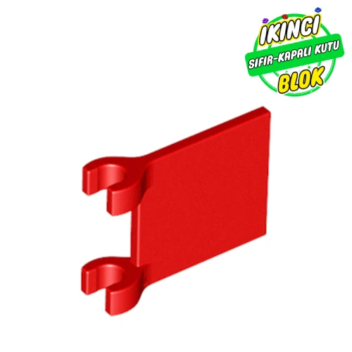 LEGO® Flag 2 x 2 Square, Flat Clip Edge [Thick Clips] Kırmızı Sıfır