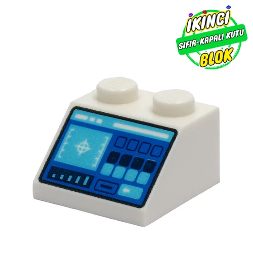LEGO® Slope 45° 2 x 2 with Computer Screen, with Crosshairs print Beyaz Sıfır
