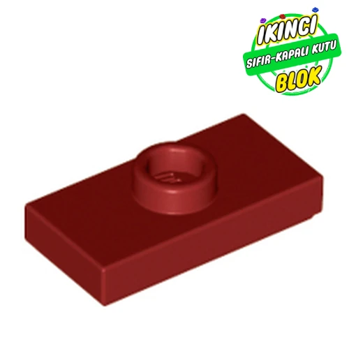 LEGO® Plate Special 1 x 2 with 1 Stud with Groove and Inside Stud Holder (Jumper) Koyu Kırmızı Sıfır
