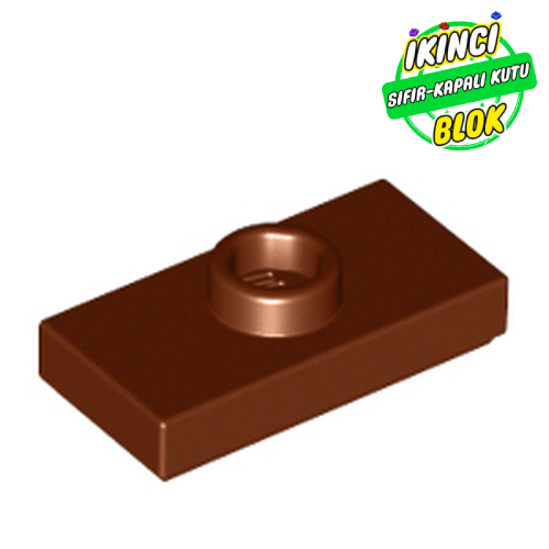LEGO® 1 x 2 Modifiye Düz Plaka 1 Birim Atlatıcılı Kızıl Kahverengi Sıfır