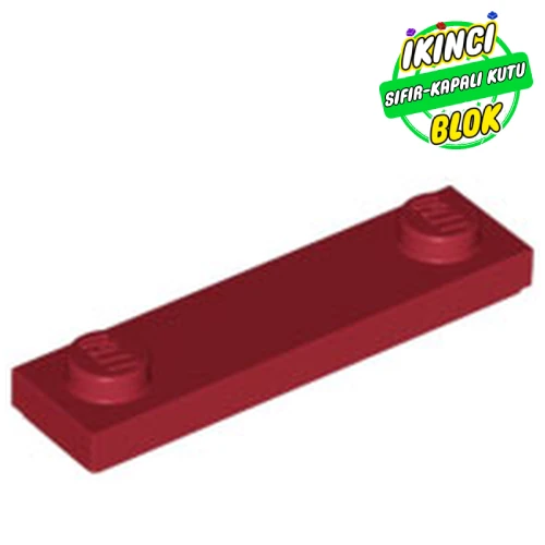 LEGO® Plate Special 1 x 4 with 2 Studs with Groove [New Underside] Koyu Kırmızı Sıfır