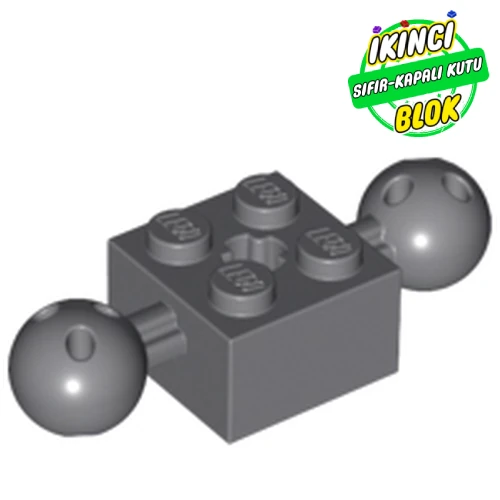 LEGO® Technic Brick Special 2 x 2 with 10.2mm Balls with Holes and Axle Hole Koyu Mavimsi Gri Sıfır