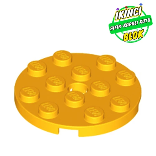 LEGO® Plate Round 4 x 4 with Pin Hole Parlak Açık Turuncu Sıfır