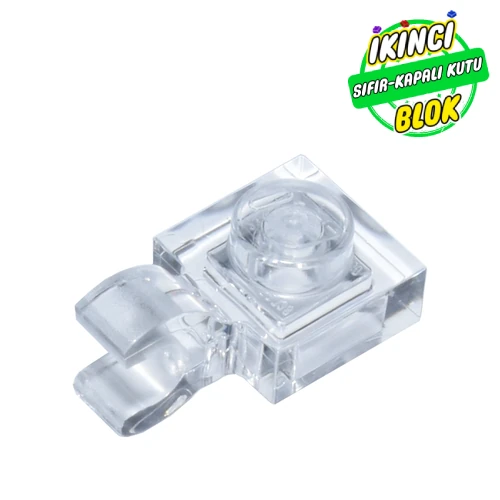 LEGO® Plate Special 1 x 1 with Clip Horizontal [Thick Open O Clip] Şeffaf Sıfır