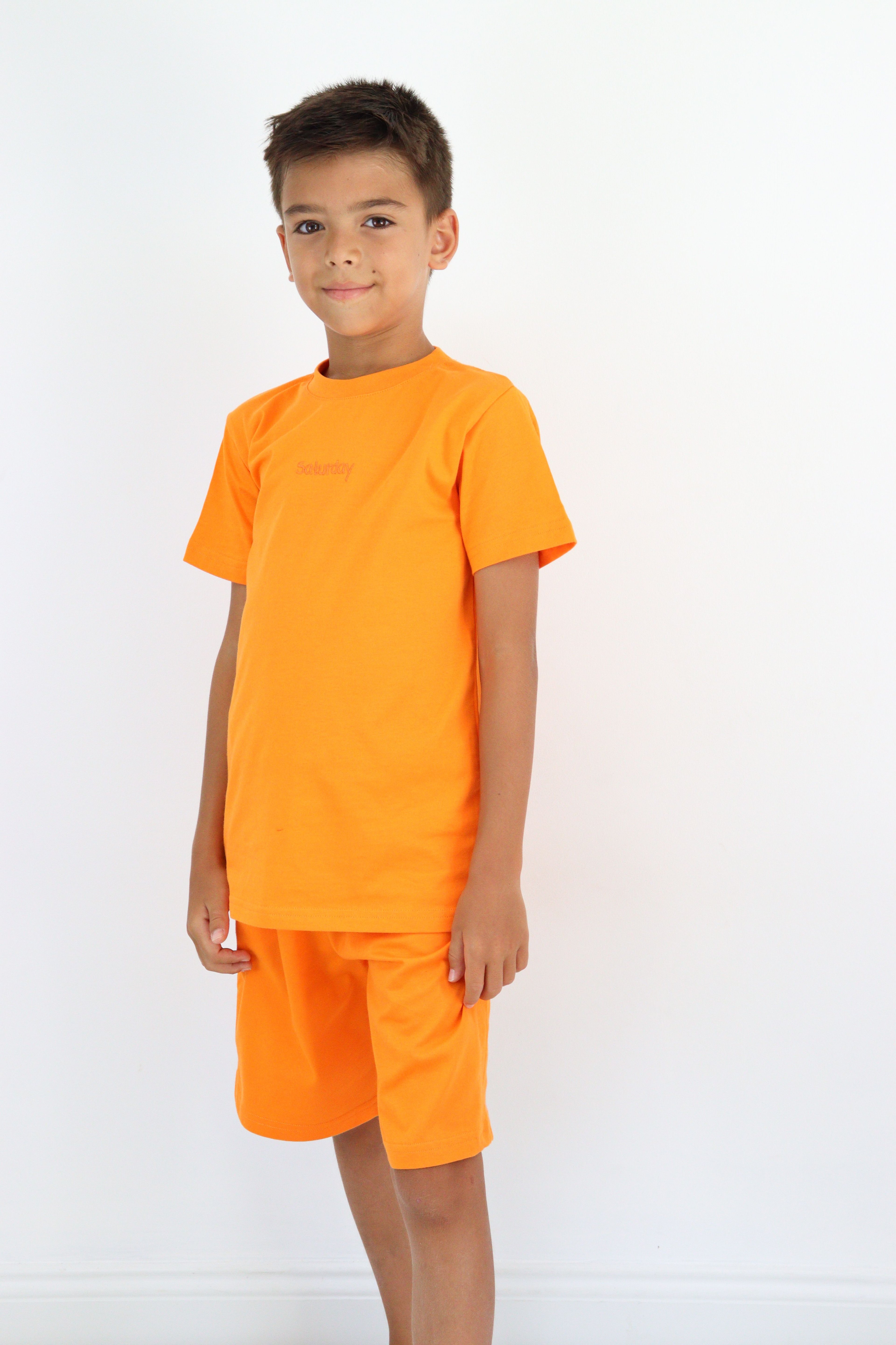 Saturday Nakış Detaylı Turuncu 2'li Şort T-shirt Takım image