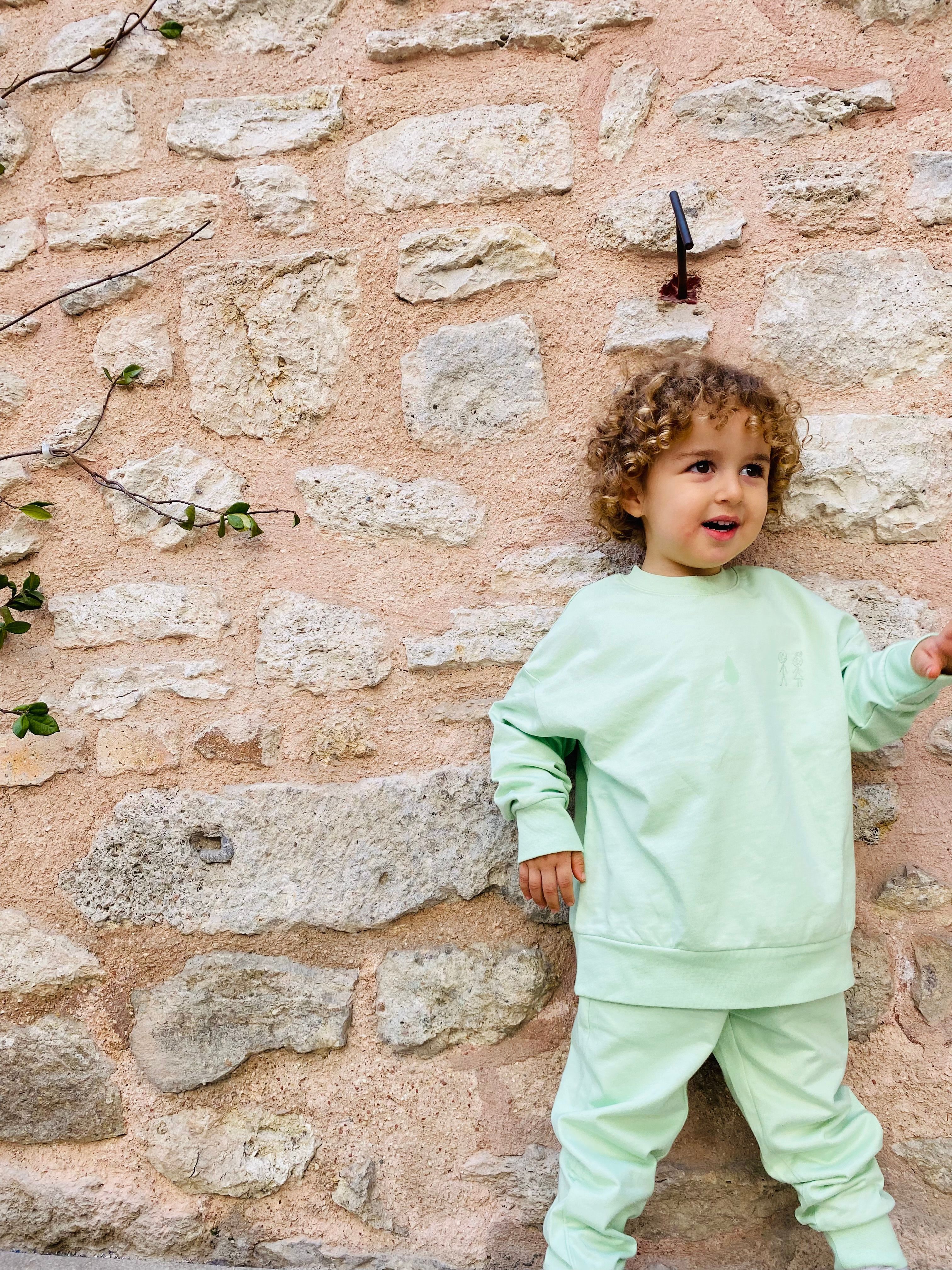 Bestfriend Nakış Detaylı Mint 2'li Çocuk Eşofman Takımı
