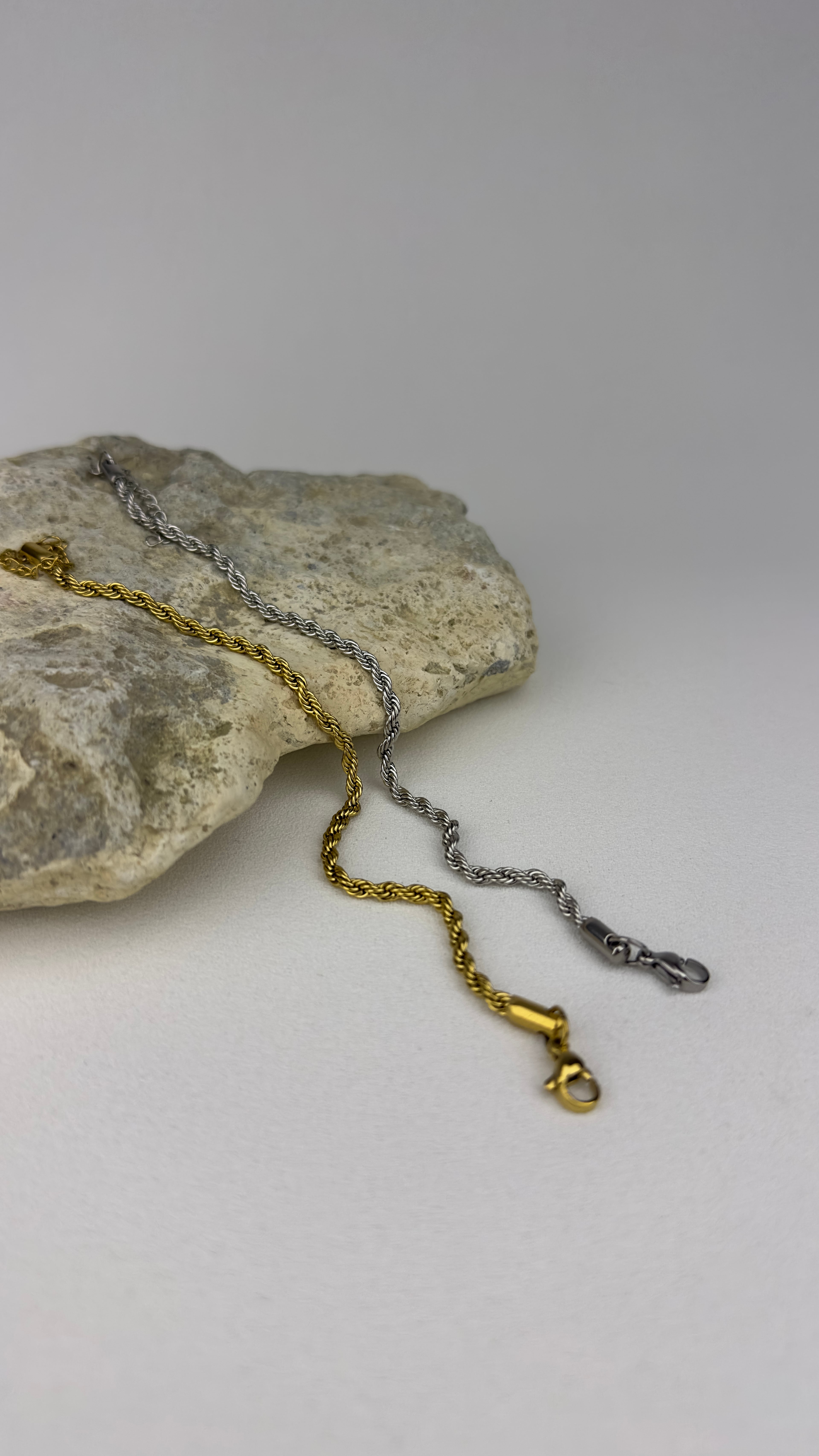 Çelik İnce Burgu Zincir Unisex Bileklik Gold 