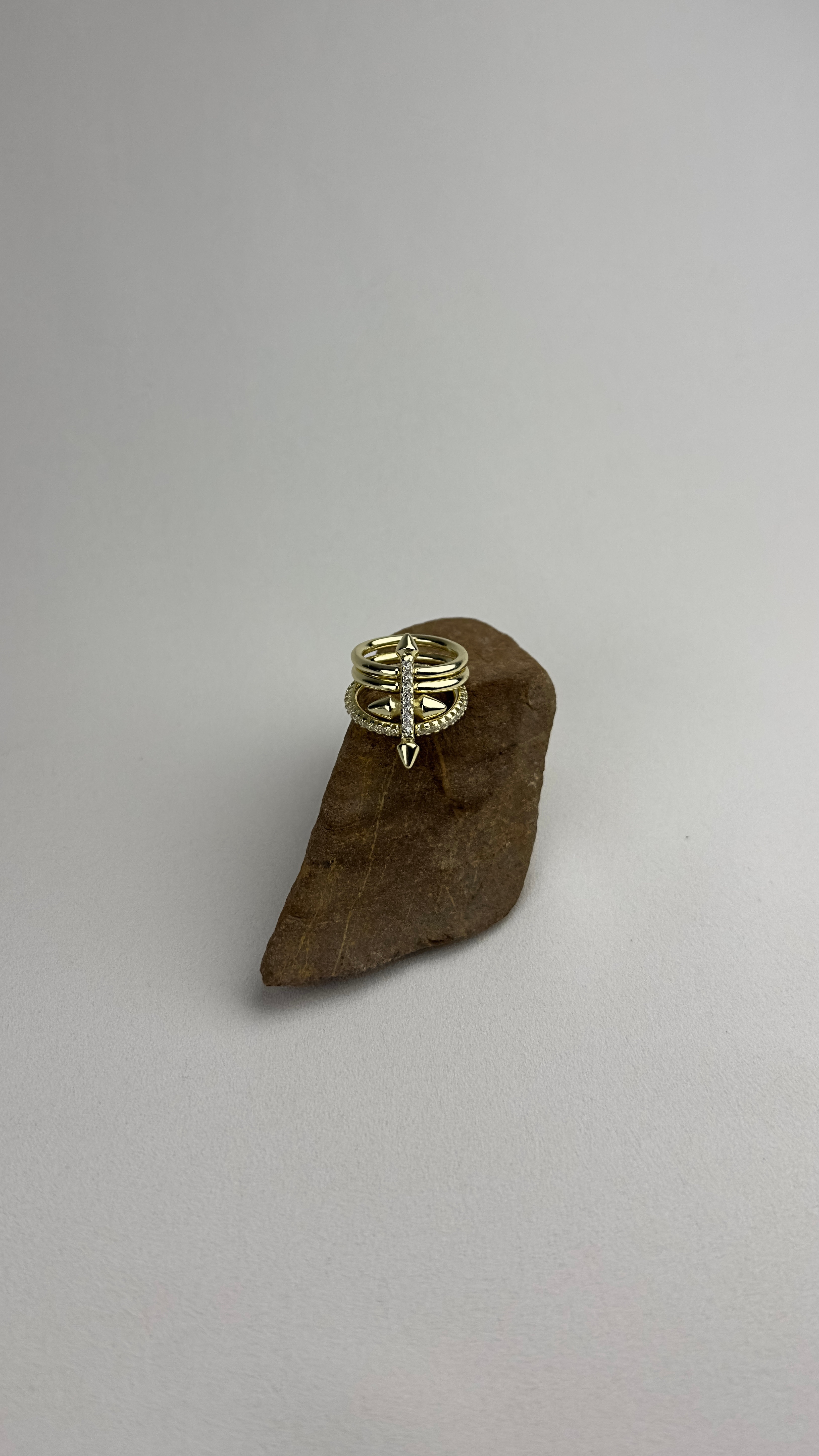 Altın Kaplama Athena Zirkon Taşlı Yüzük Gold 