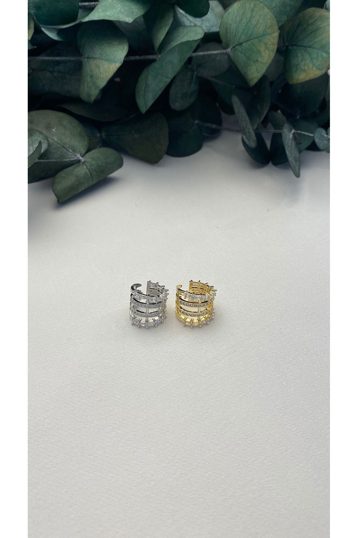 ALTIN KAPLAMA ZİRKON TAŞLI ÇOKLU GÖRÜNÜMLÜ EARCUFF GOLD