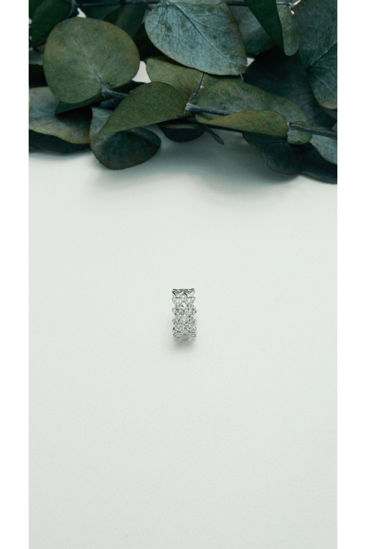 ALTIN KAPLAMA BAKLAVA DESEN ZİRKON EARCUFF SİLVER