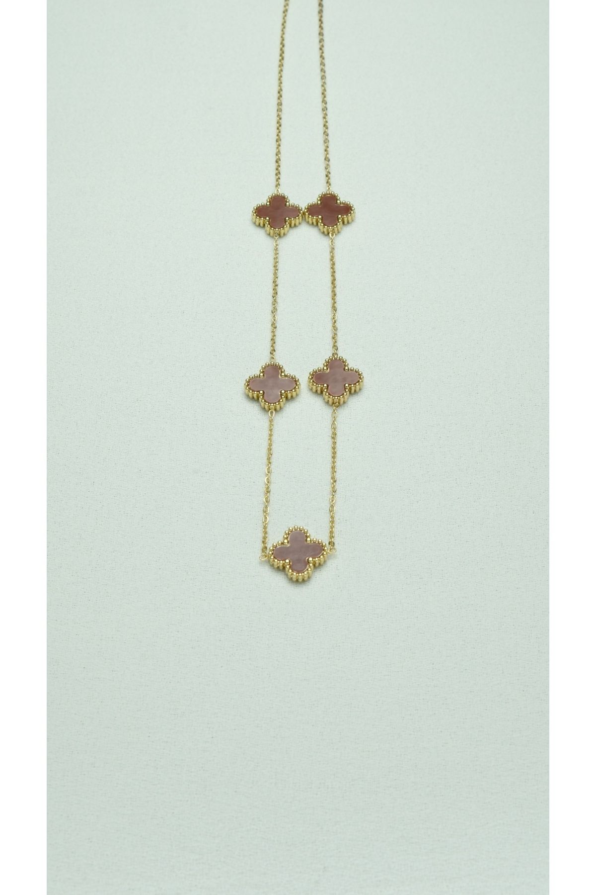 Çelik Bordo Van Cleef Gold Kolye