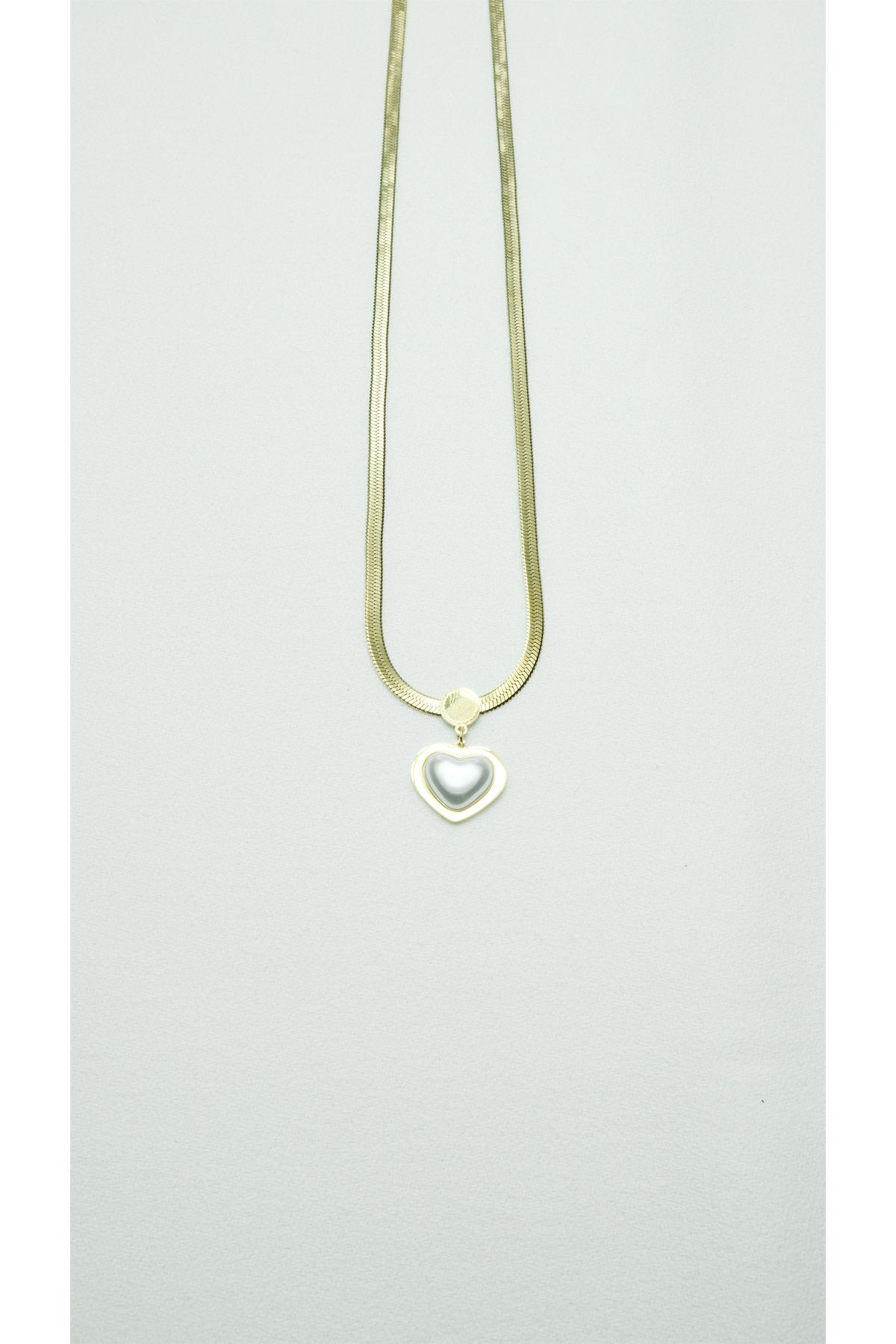 ÇELİK İNCİ KALPLİ LOVE İTALYAN ZİNCİR GOLD KOLYE