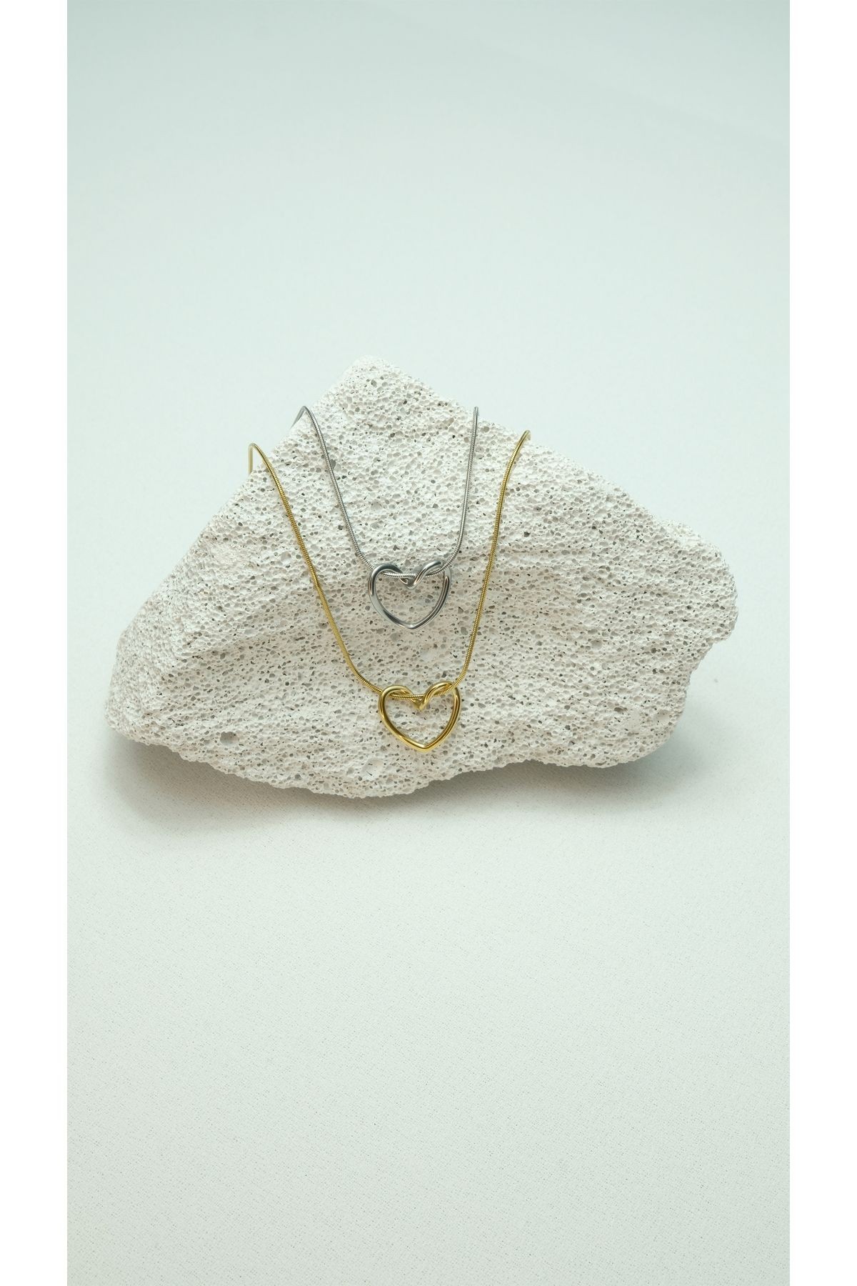 Çelik Pinterest Minimal Kalp Gold Kolye