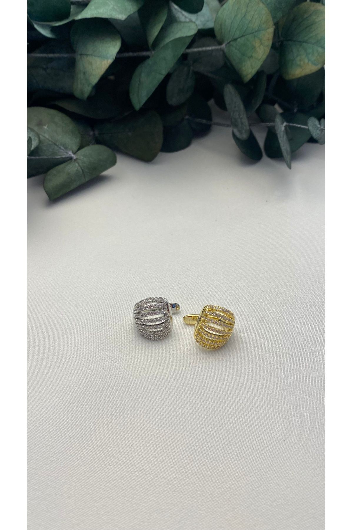 ALTIN KAPLAMA ZİRKON TAŞLI KAFES EARCUFF SİLVER