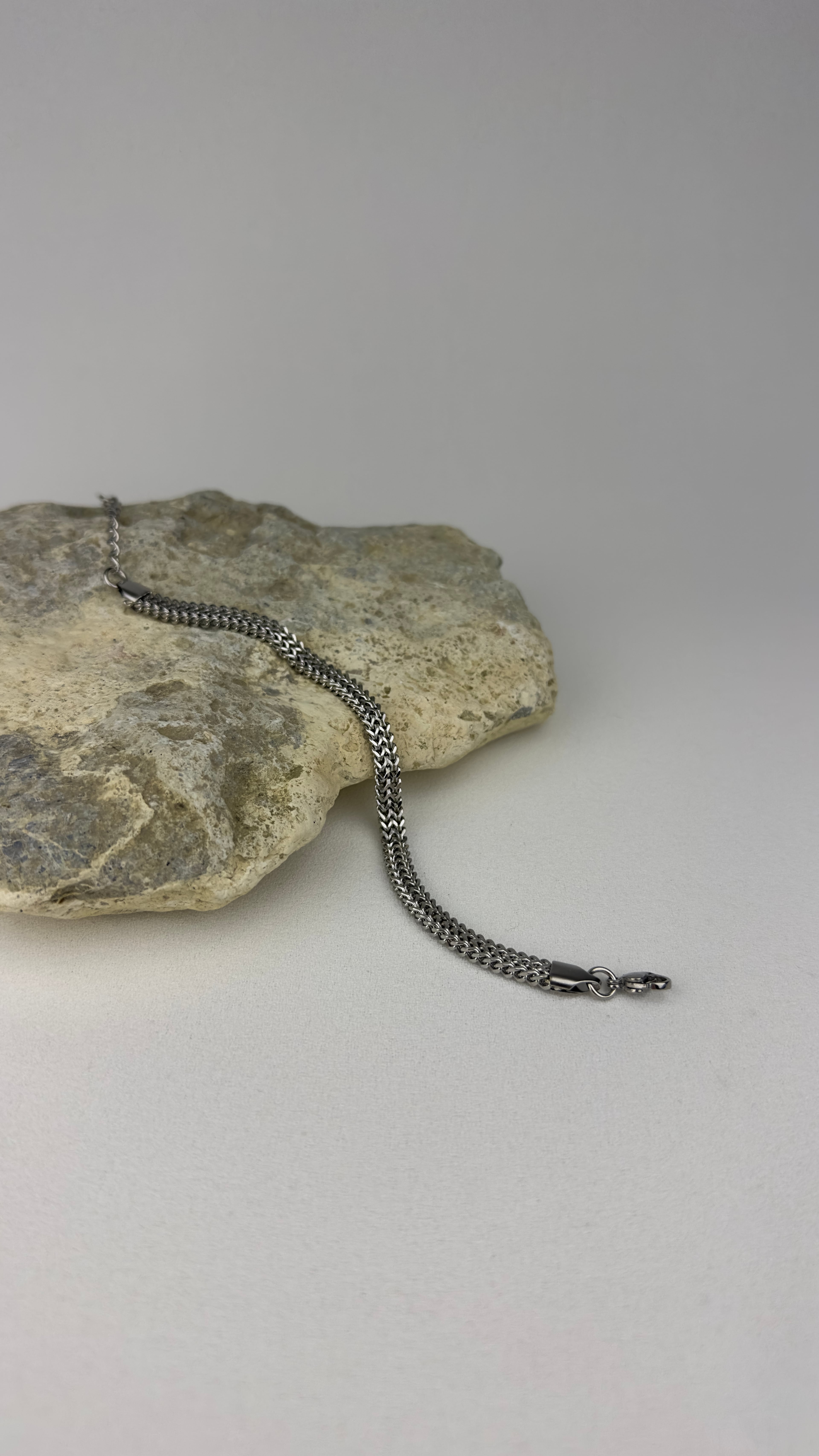 Çelik Örme Zincir Unisex Bileklik Silver