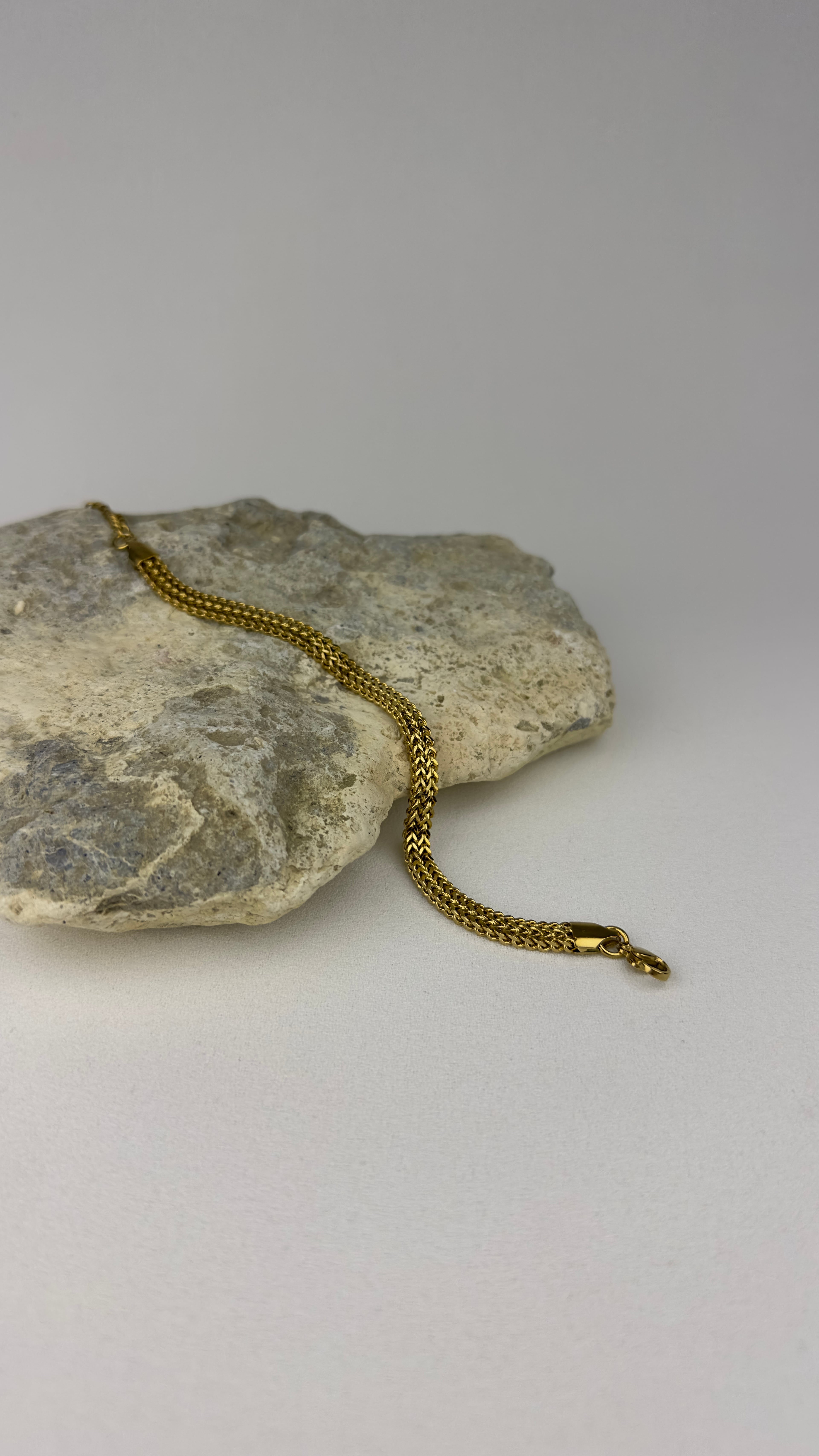 Çelik Örme Zincir Unisex Bileklik Gold