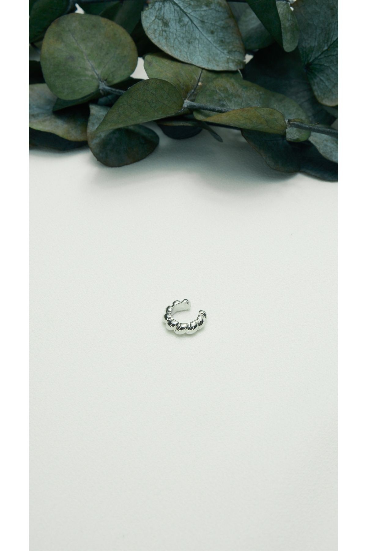 ALTIN KAPLAMA BURGU VİNTAGE MİNİMAL EARCUFF SİLVER