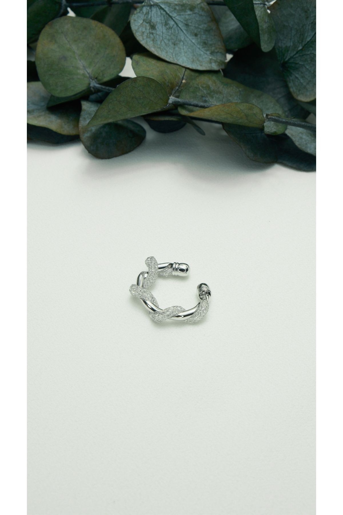 ALTIN KAPLAMA SARMAL IŞILTILI HALKA EARCUFF SİLVER