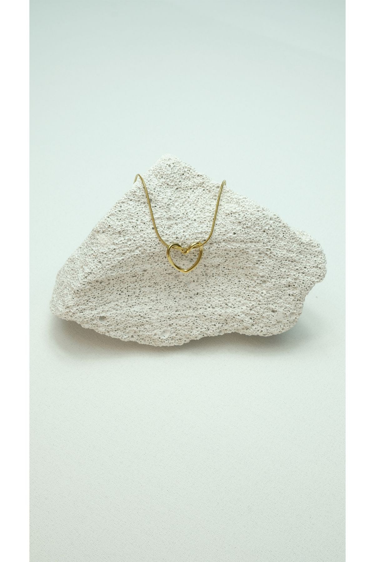 Çelik Pinterest Minimal Kalp Gold Kolye