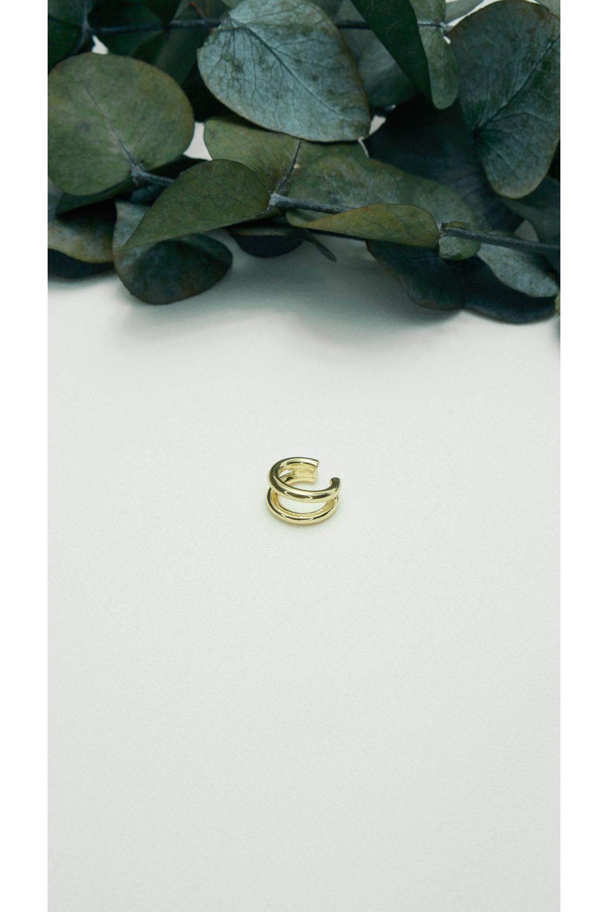 ALTIN KAPLAMA İKİLİ GÖRÜNÜMLÜ VİNTAGE MİNİMAL EARCUFF GOLD