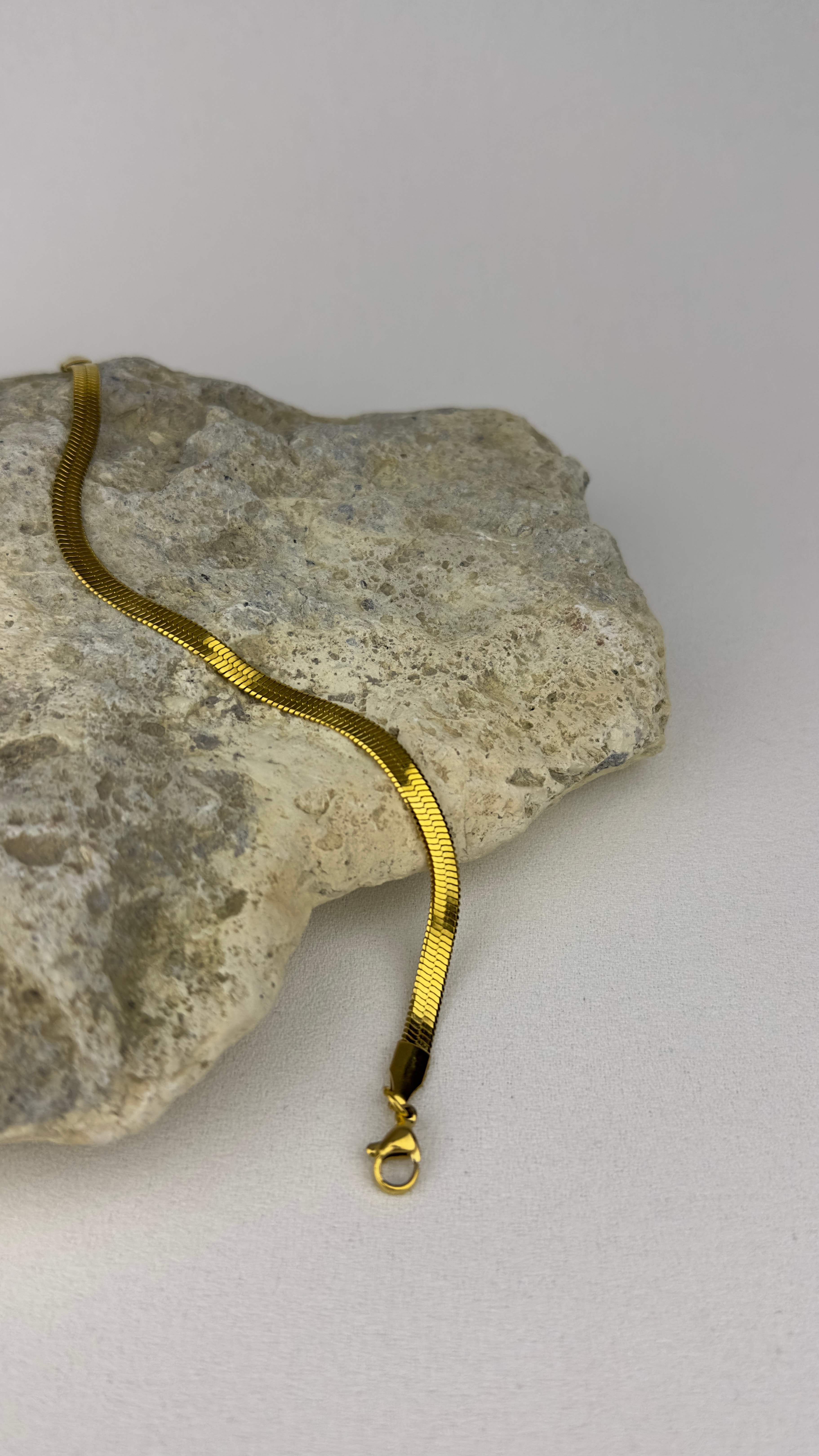 Çelik İtalyan Zincir Unisex Bileklik Gold 