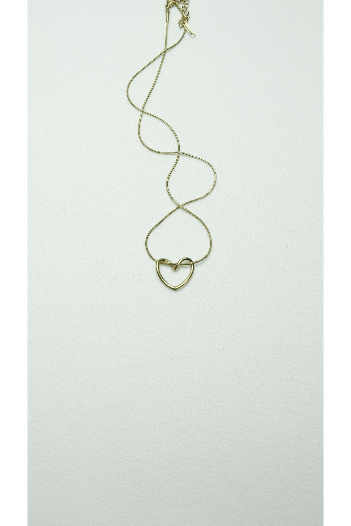Çelik Pinterest Minimal Kalp Gold Kolye