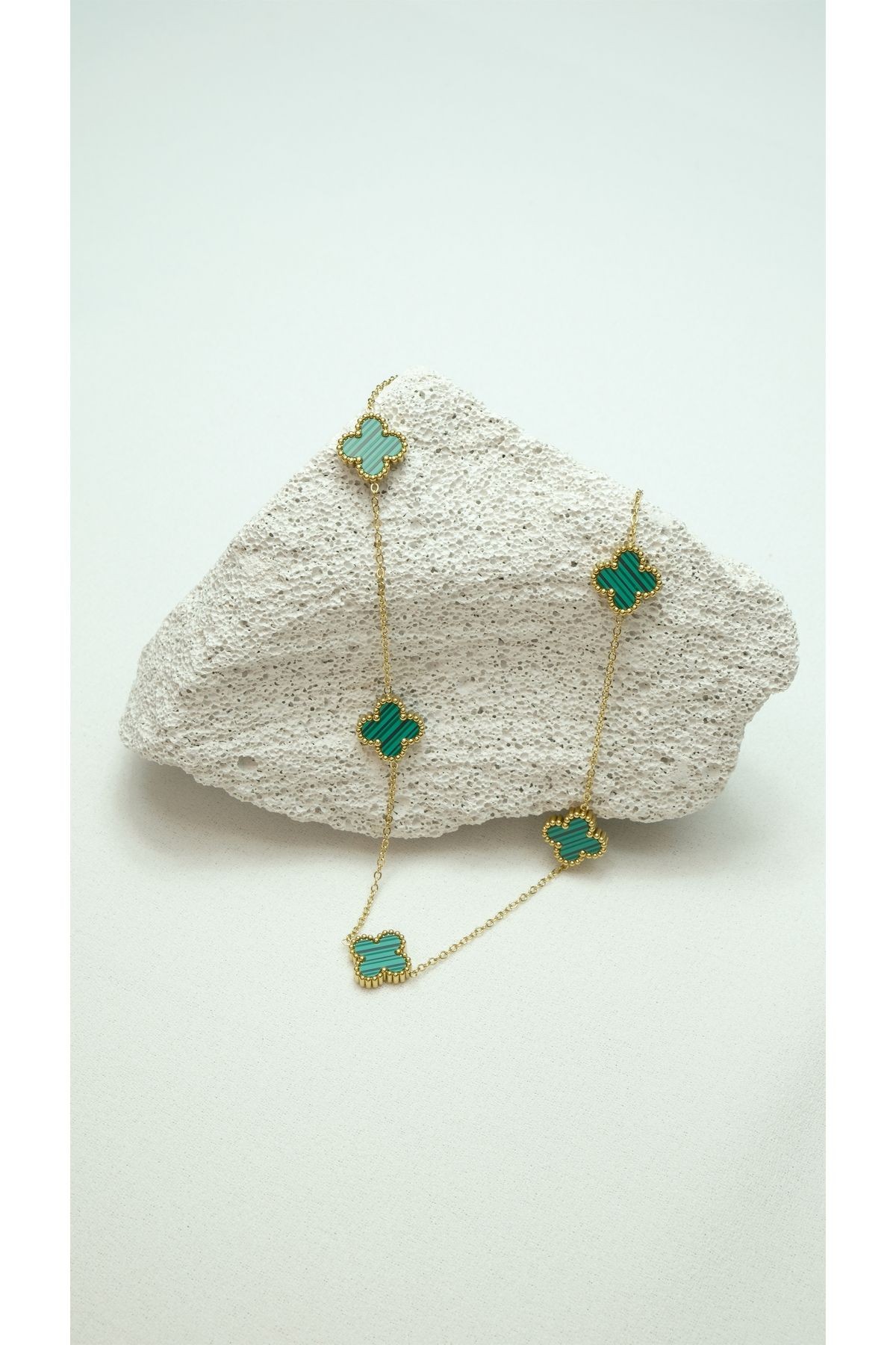 ÇELİK YEŞİL VAN CLEEF GOLD KOLYE