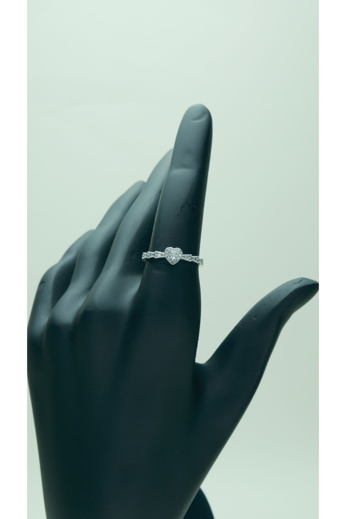 Altın Kaplama Zirkon Taşlı Kalp Minimal Pinterest Model Ayarlanabilir Silver Yüzük
