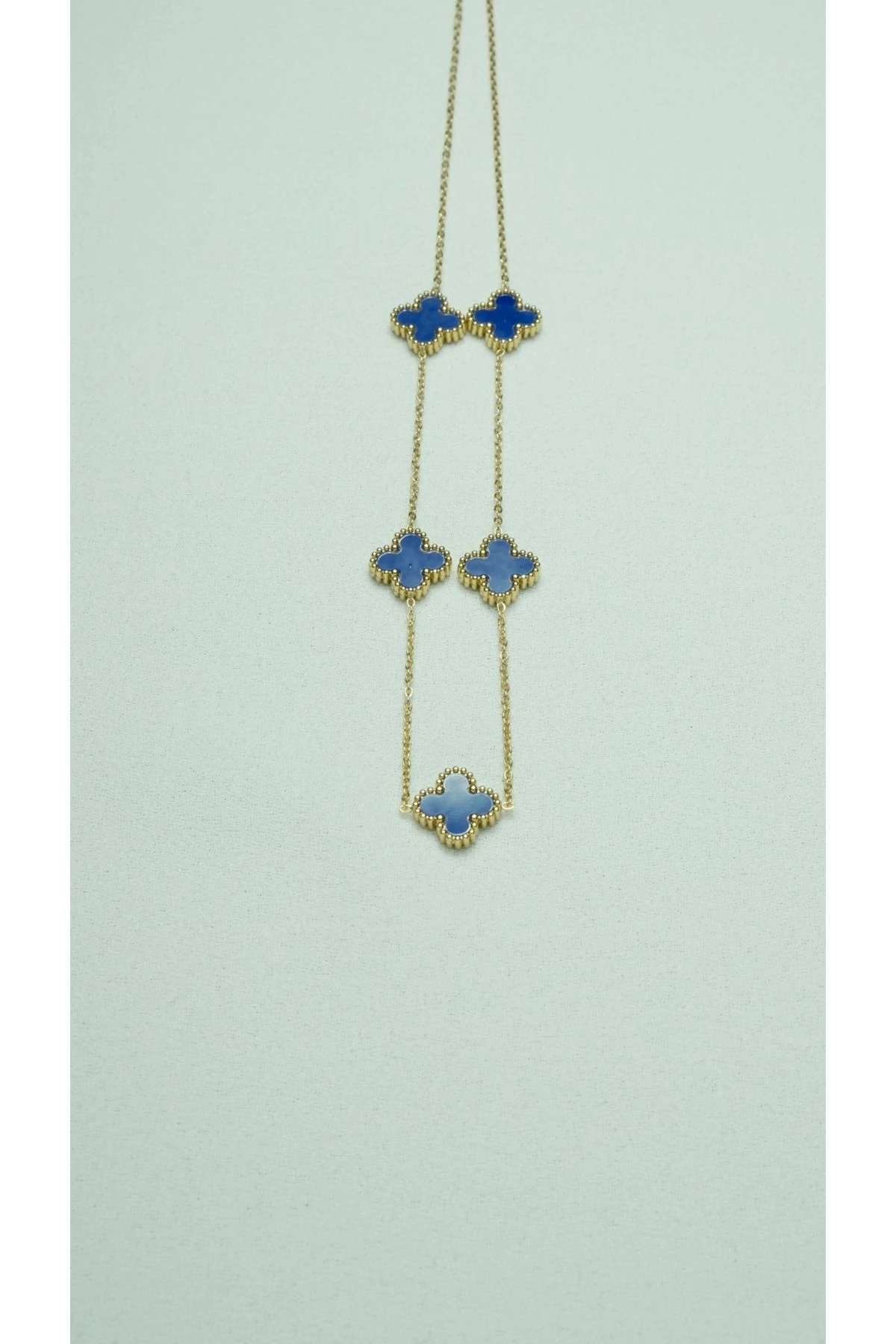 Çelik Lacivert Van Cleef Gold Kolye