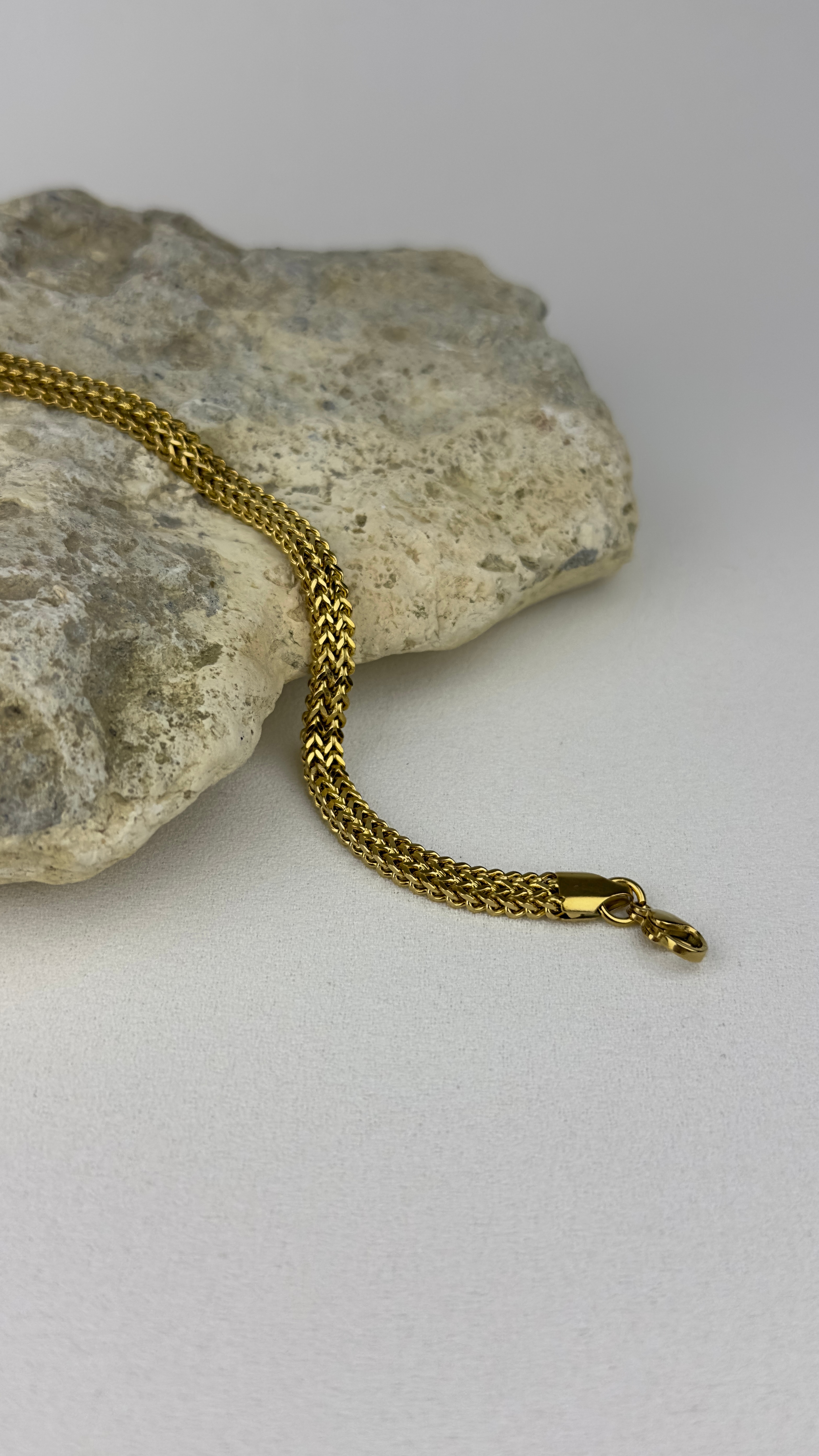 Çelik Örme Zincir Unisex Bileklik Gold