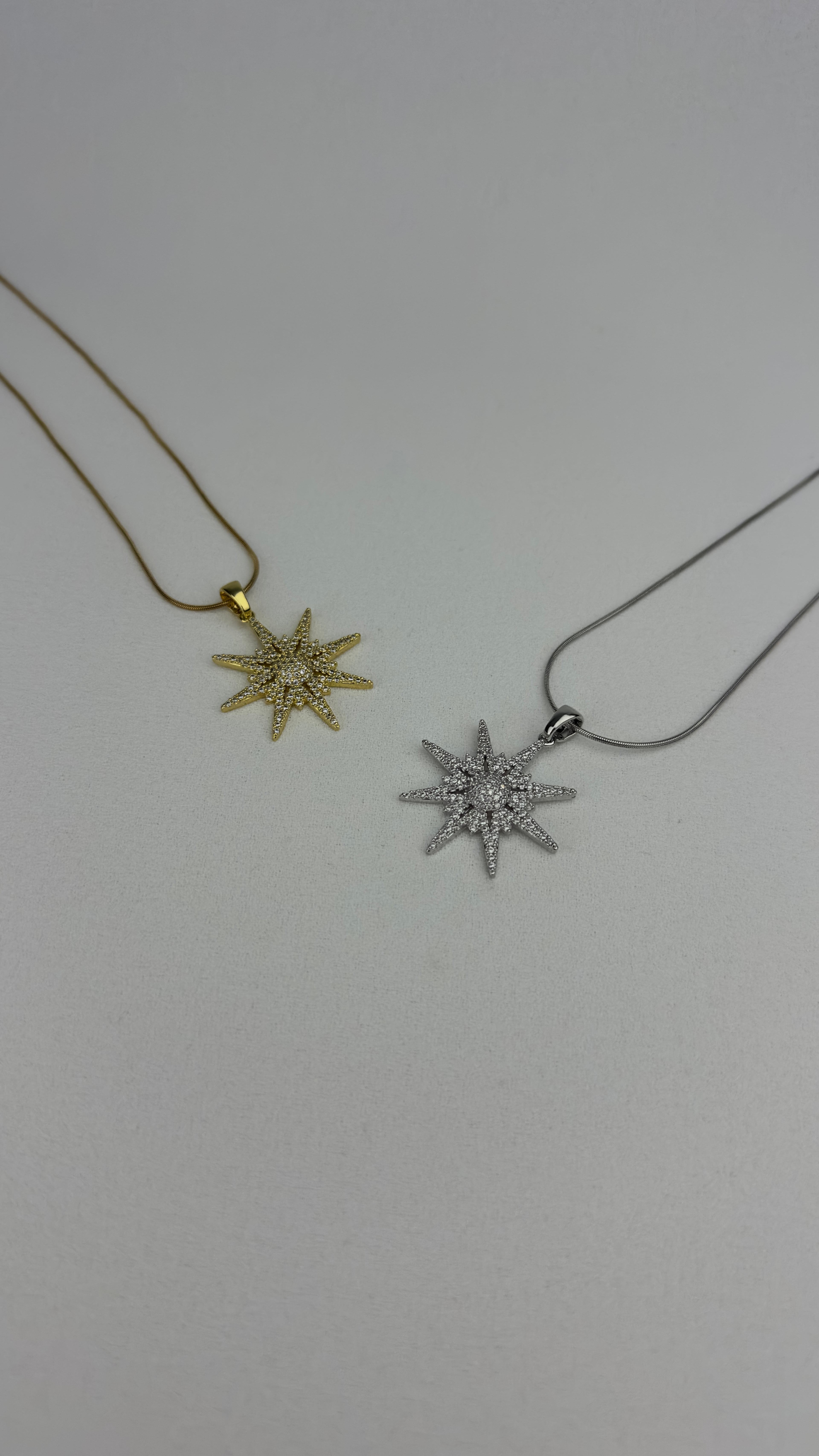 Çelik Starbust Zirkon Taşlı Kolye Gold 