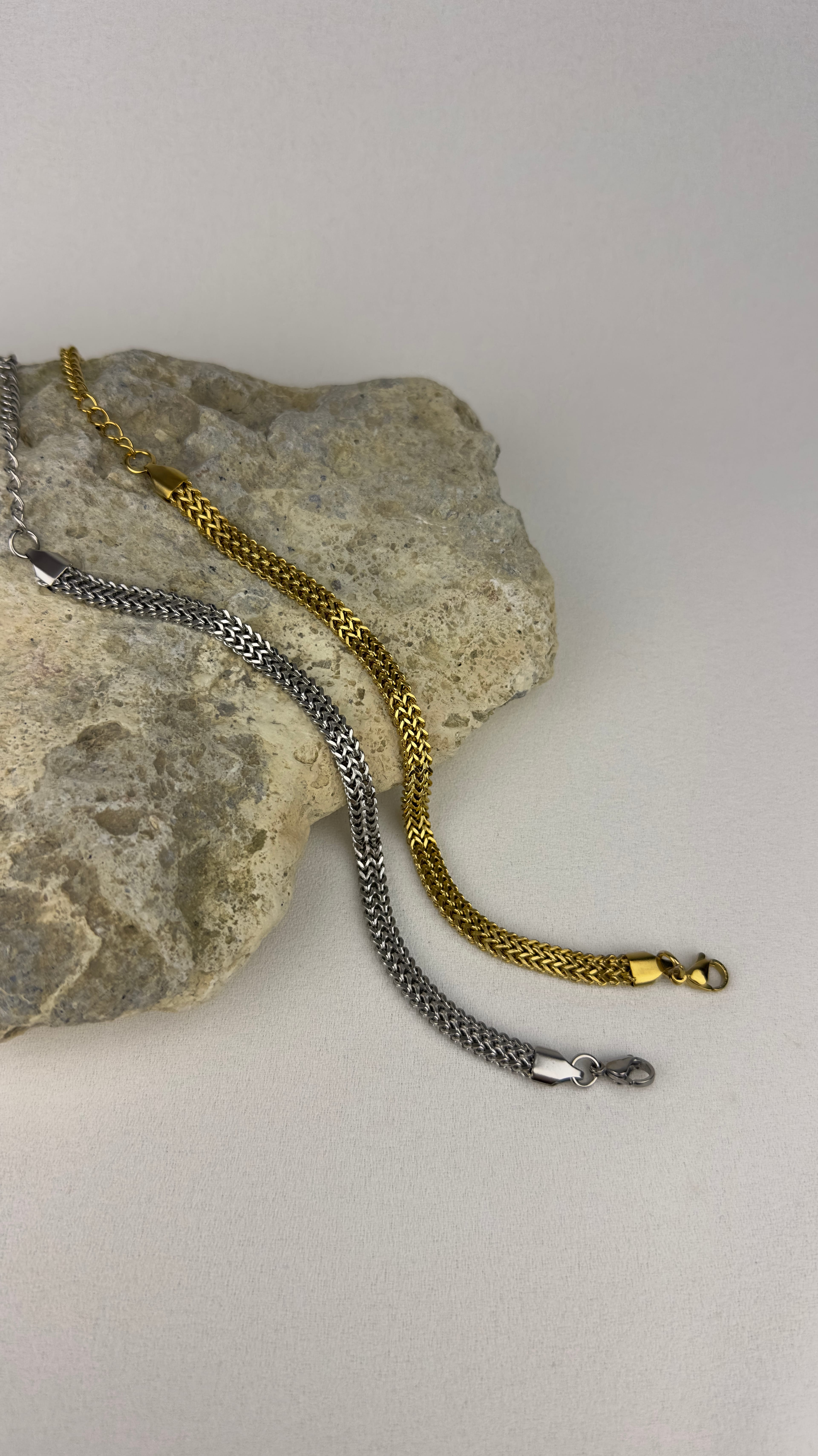 Çelik Örme Zincir Unisex Bileklik Silver
