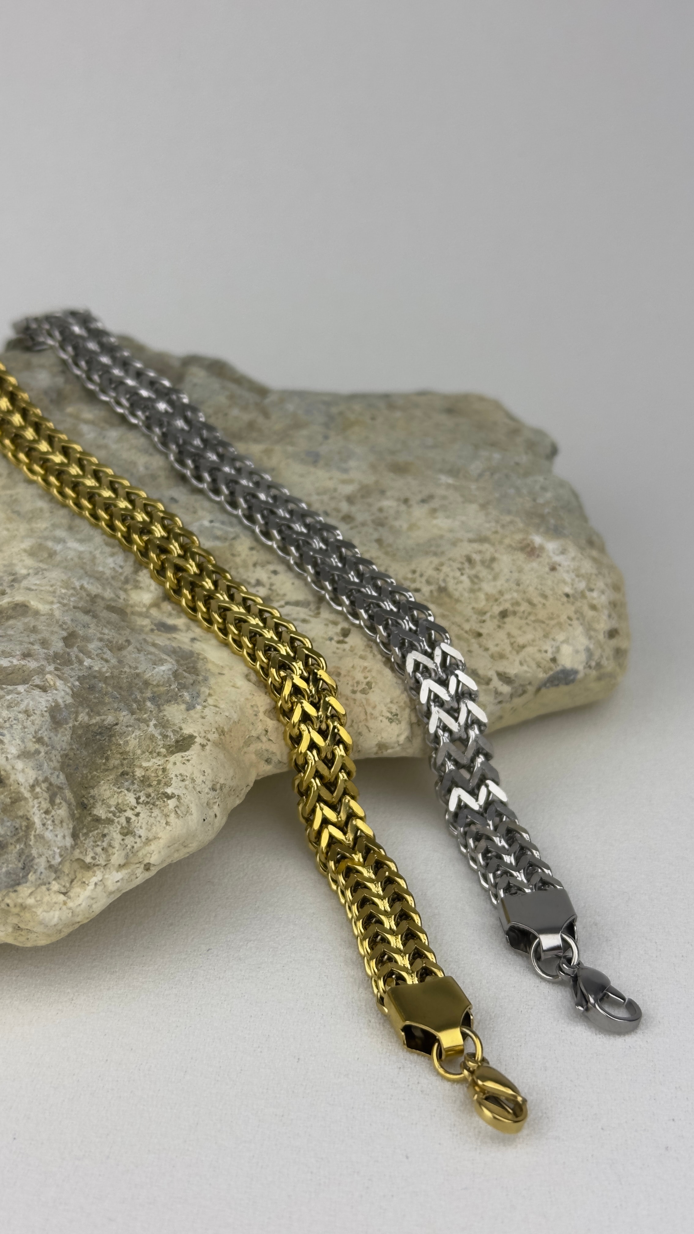 Çelik Kalın Örme Zincir Unisex Silver Bileklik 