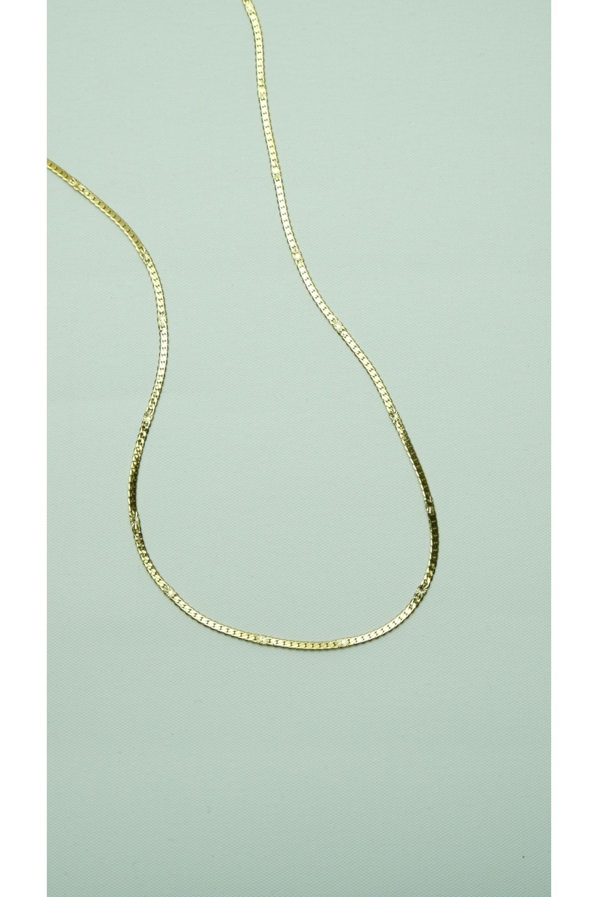 Çelik Ezme Yıldız Işlemeli Zinzir 45cm Gold Kolye