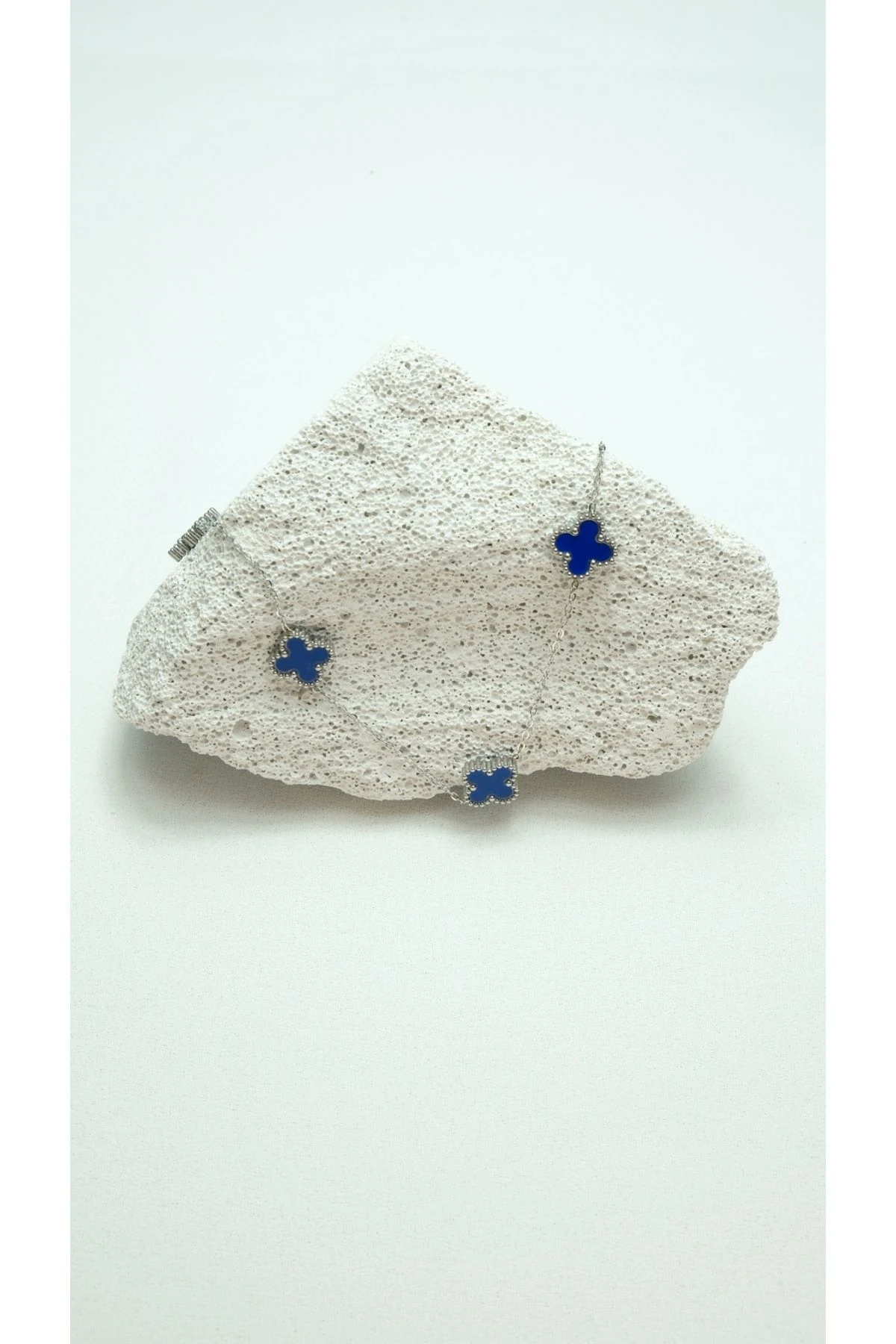 Çelik Lacivert Van Cleef Silver Kolye