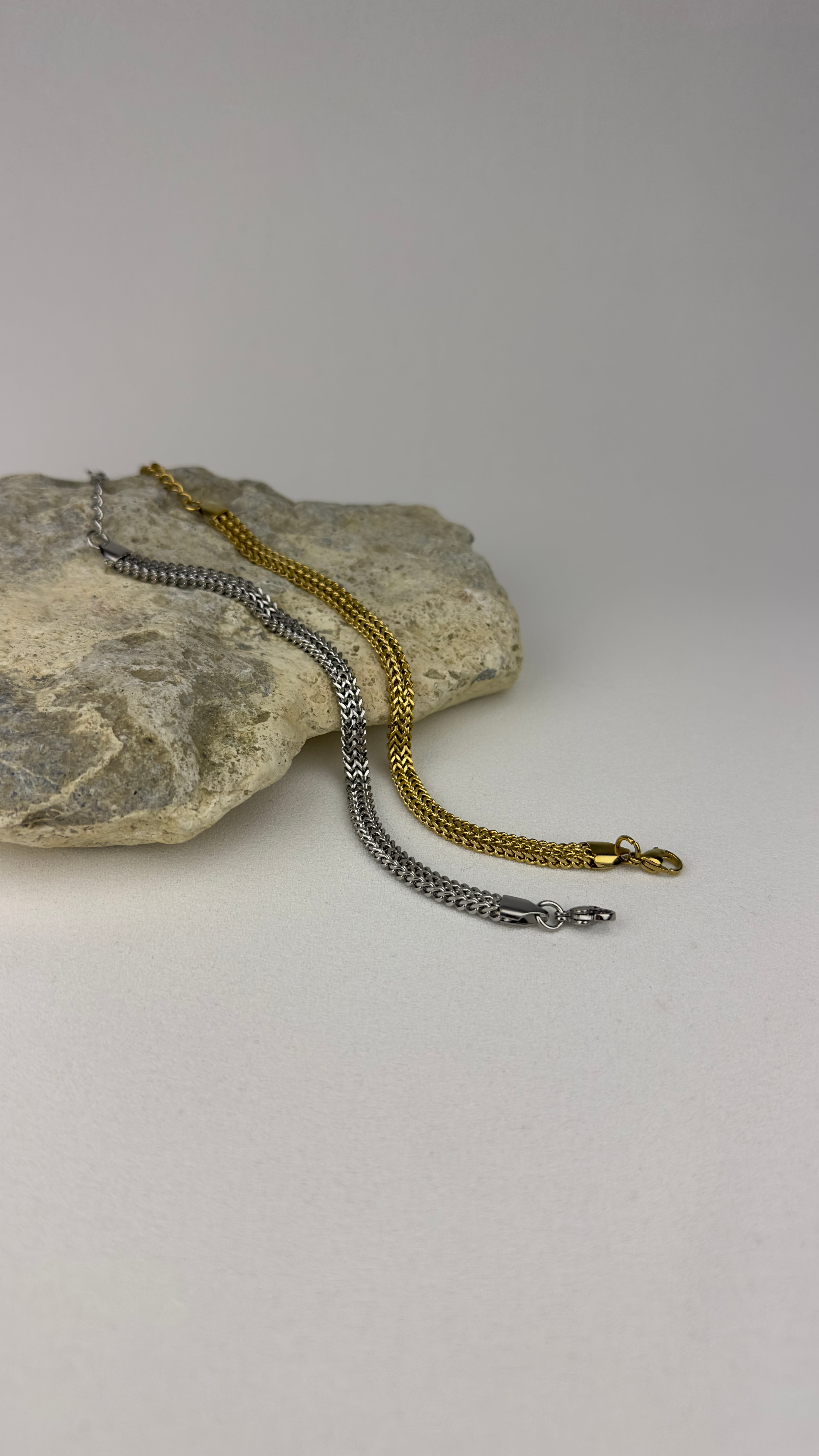 Çelik Örme Zincir Unisex Bileklik Silver