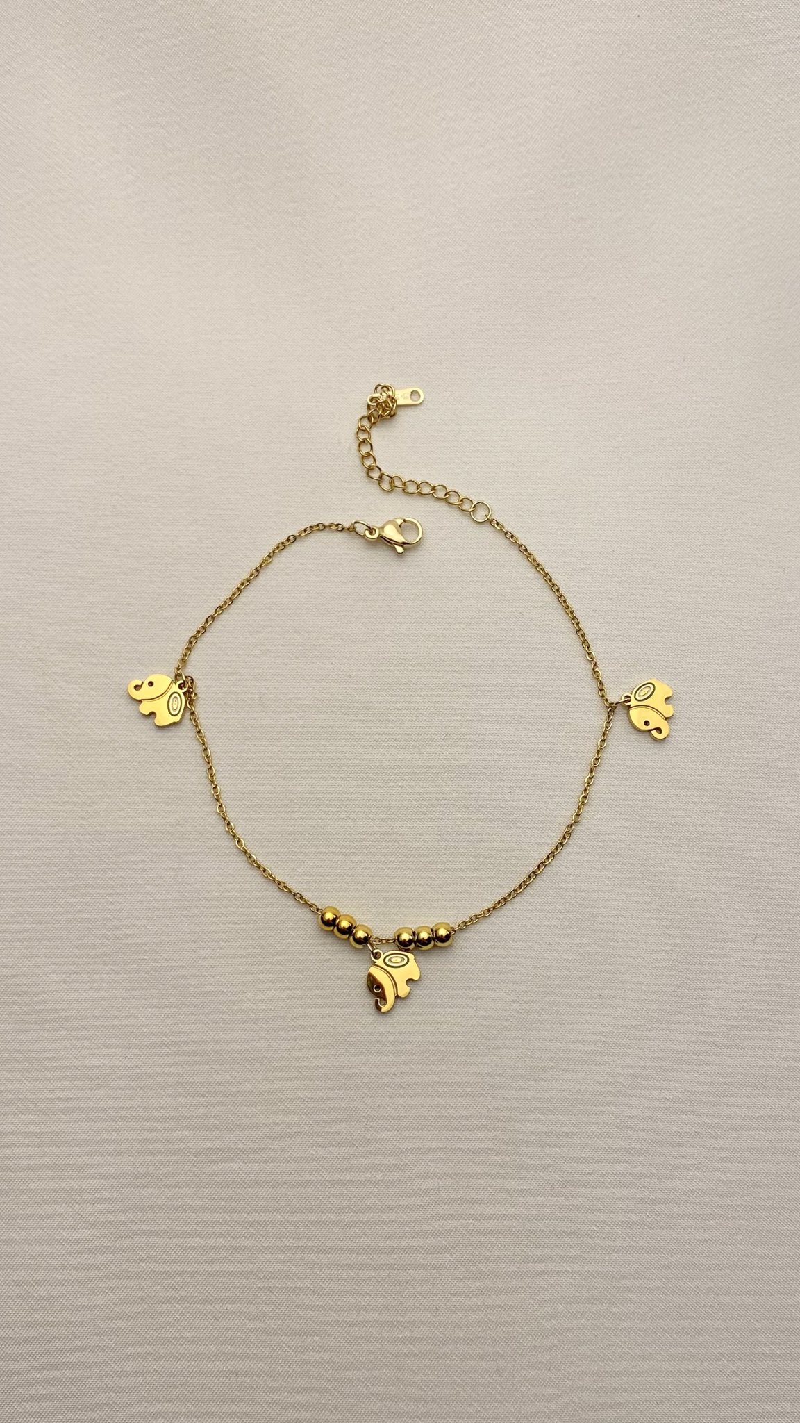Çelik Fil Detaylı Gold Halhal