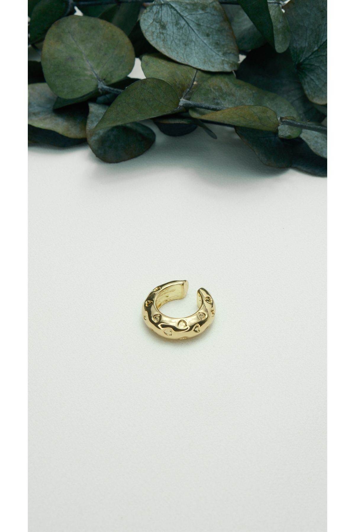 ALTIN KAPLAMA BOMBELİ ÜÇGEN DOKULU EARCUFF GOLD