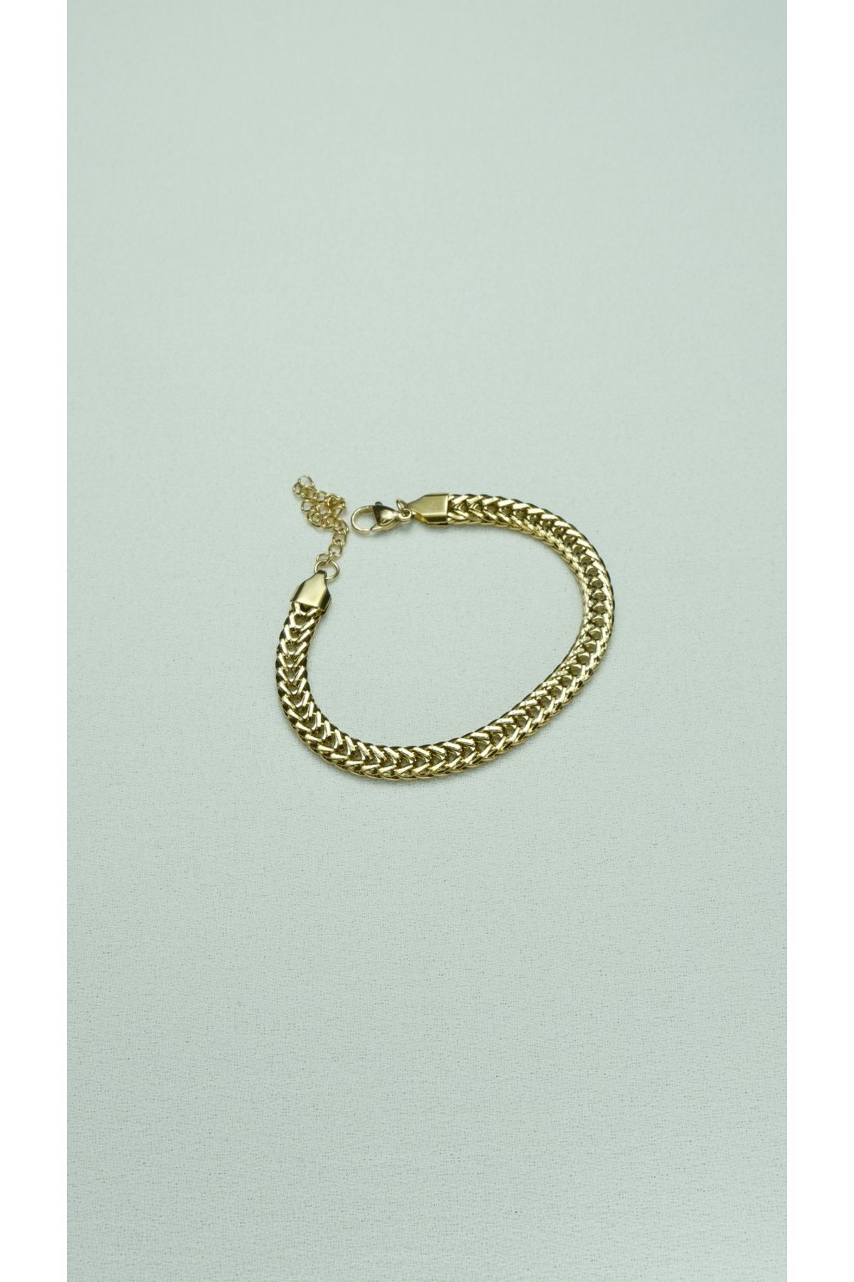 Çelik Balıksırtı Unisex Zincir Gold Bileklik
