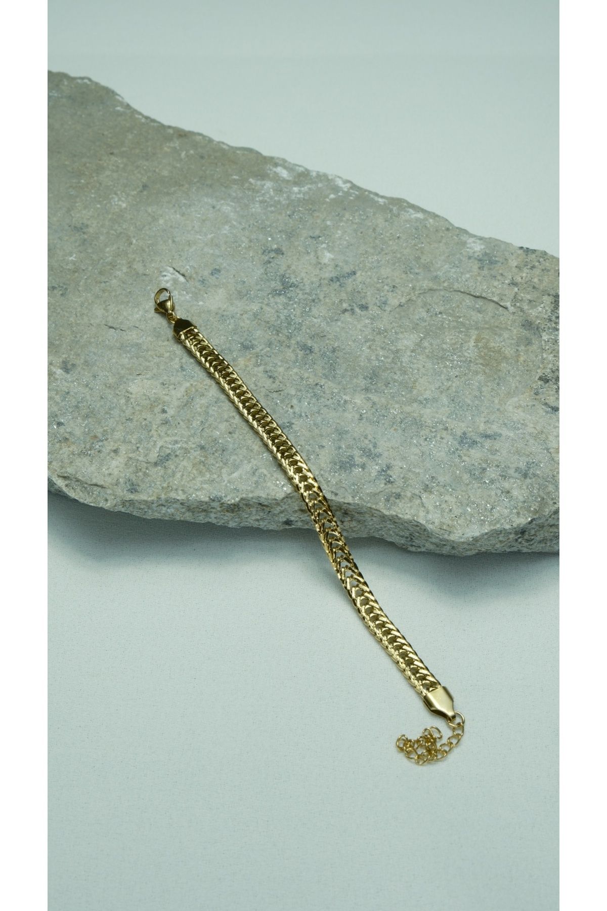 Çelik Balıksırtı Unisex Zincir Gold Bileklik