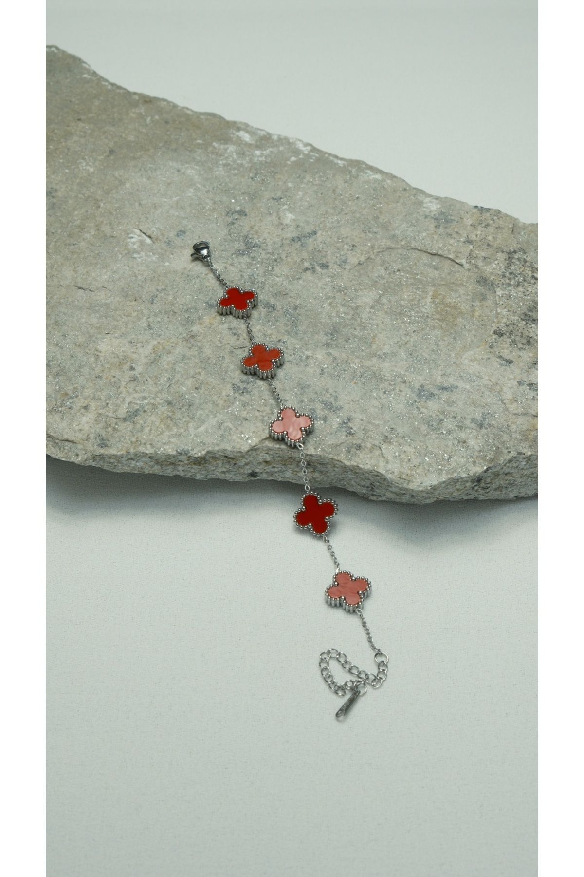 Çelik Kırmızı Van Cleef Silver Bileklik