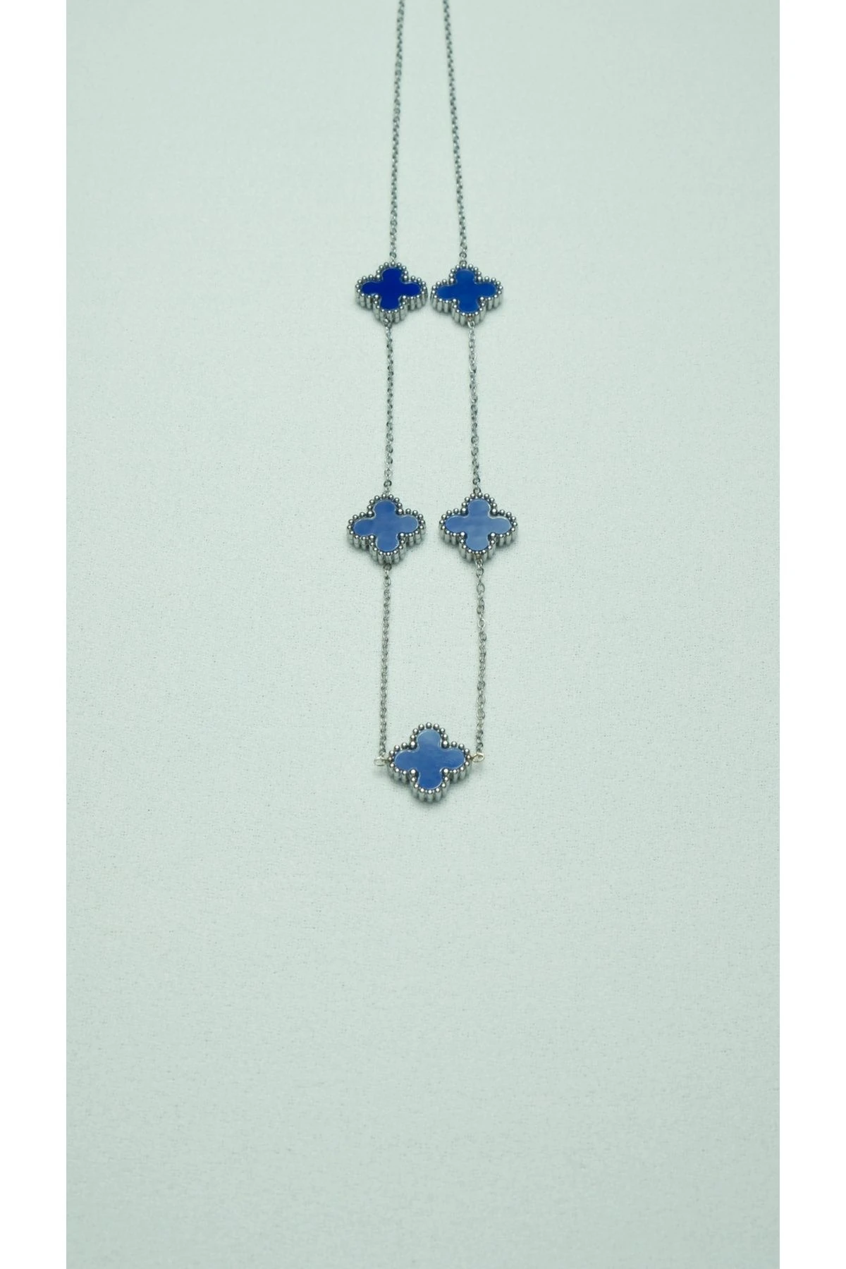 Çelik Lacivert Van Cleef Silver Kolye