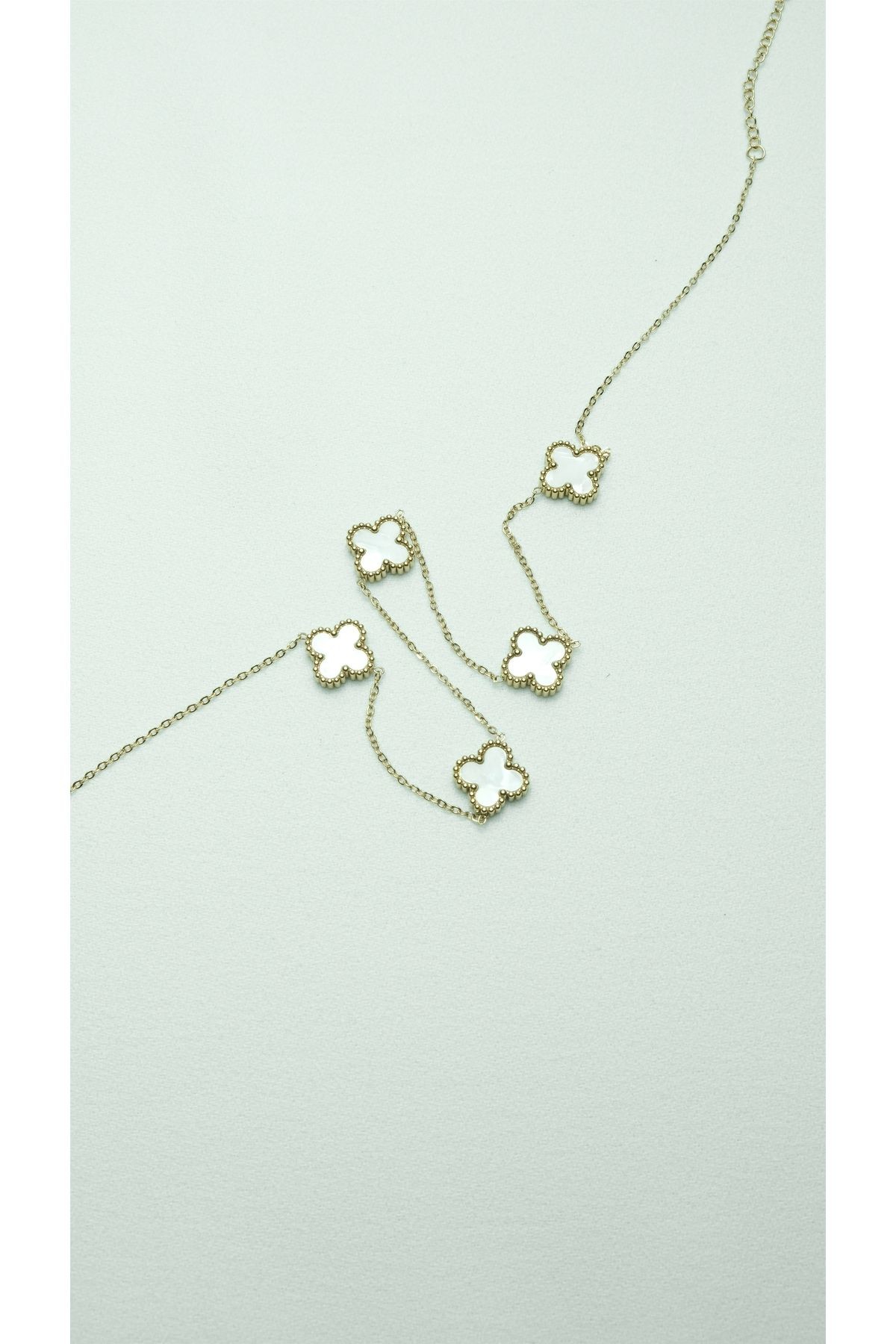 ÇELİK BEYAZ VAN CLEEF GOLD KOLYE