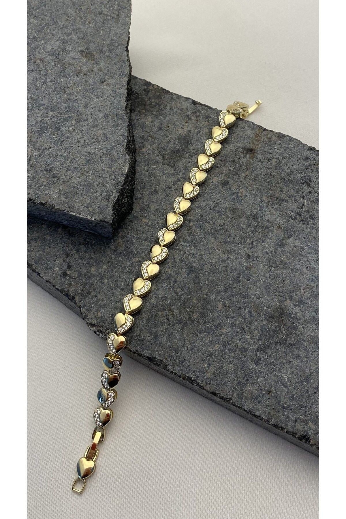 XUPING ZİRKON TAŞLI KALP YOLU VIP BİLEKLİK GOLD
