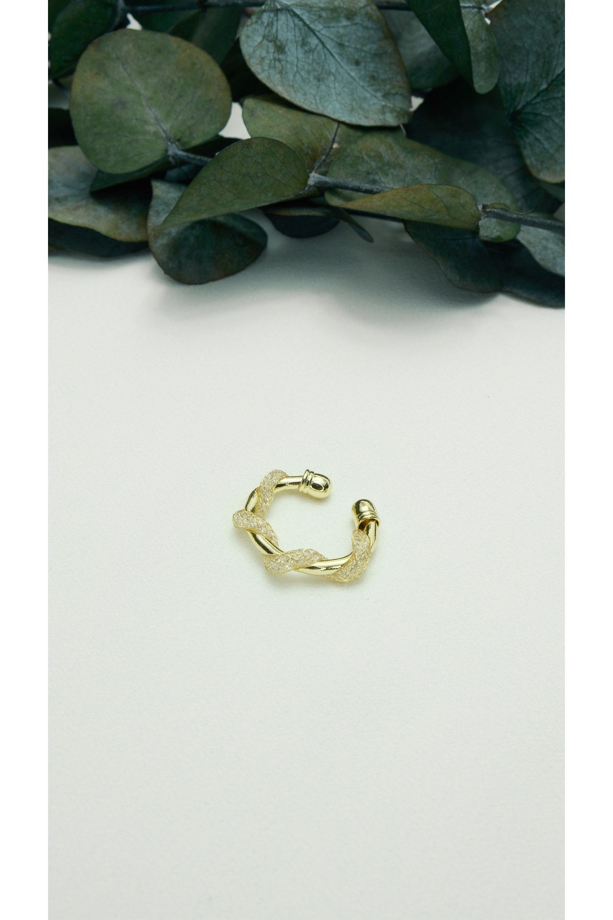 ALTIN KAPLAMA SARMAL IŞILTILI HALKA EARCUFF GOLD