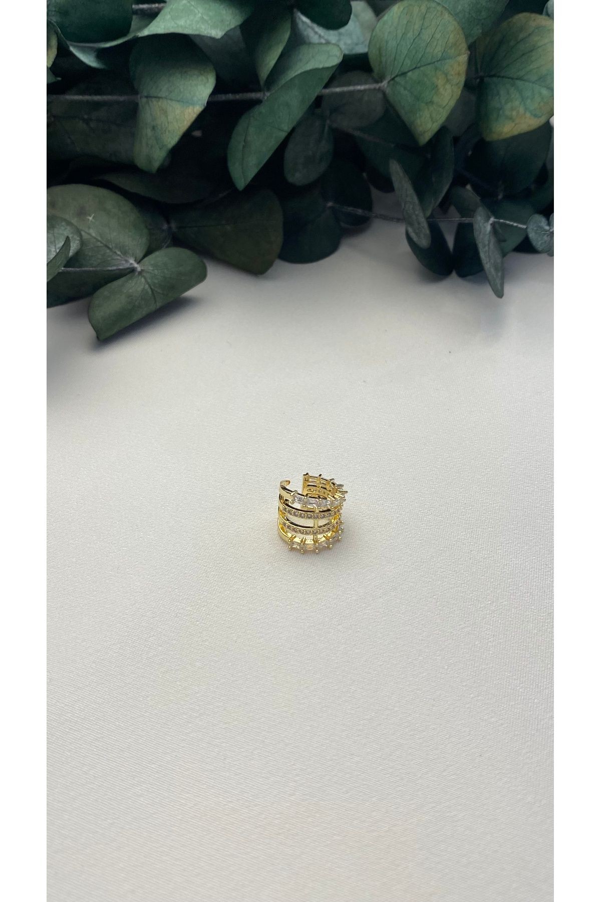 ALTIN KAPLAMA ZİRKON TAŞLI ÇOKLU GÖRÜNÜMLÜ EARCUFF GOLD