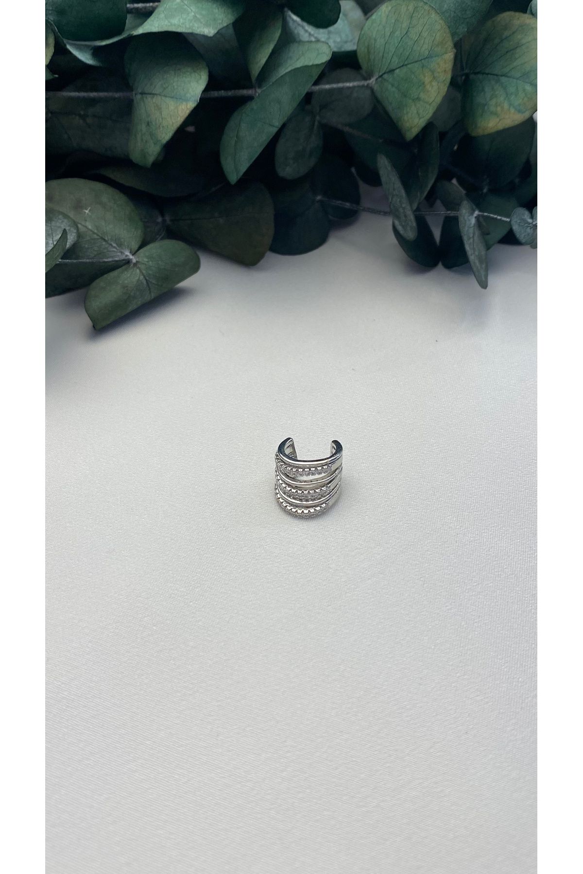 ALTIN KAPLAMA ZİRKON TAŞLI YASSI ÇOKLU GÖRÜNÜMLÜ EARCUFF SİLVER